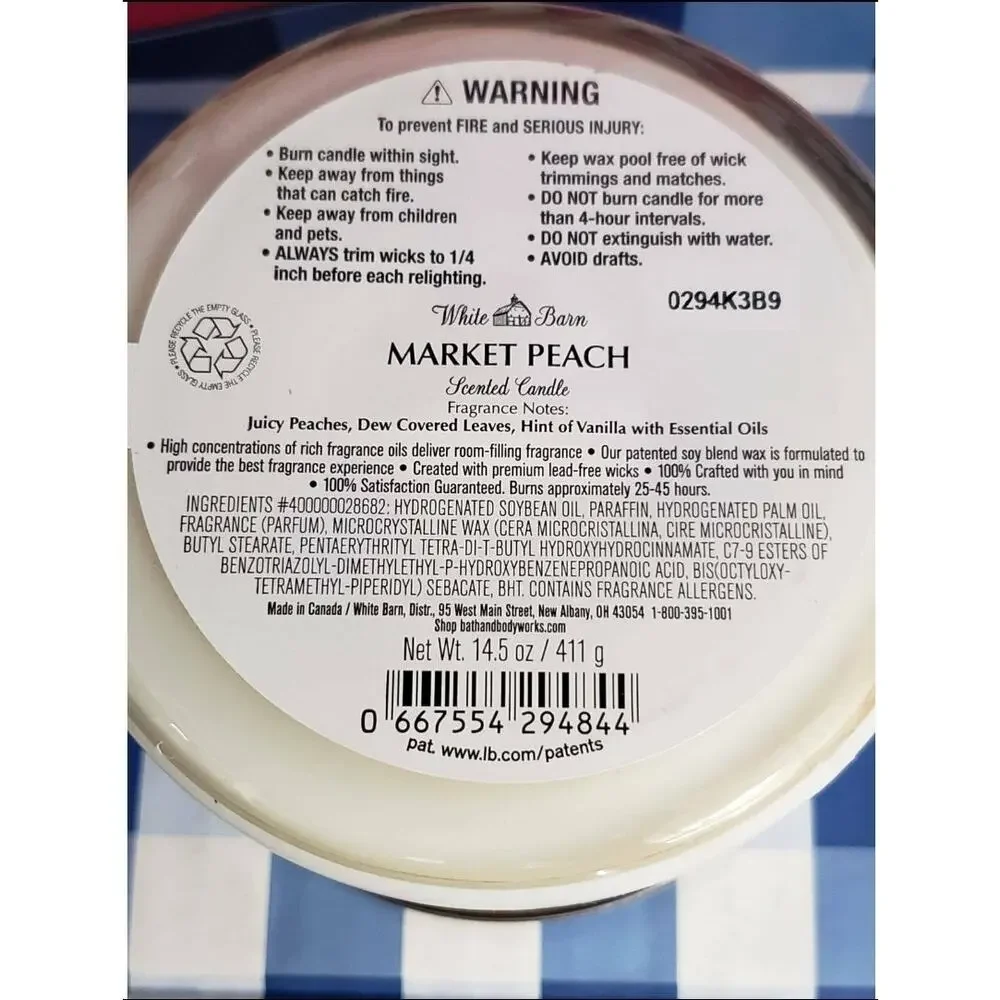 BBW Market Peach Large 3 Wick Candle Sweet Home Fragrance Decor - Picture 2 of 2